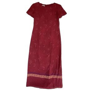 Vintage‎ Talbots Maxi Dress Womens 4 Red Floral Cottagecore Boho Quiet Luxury